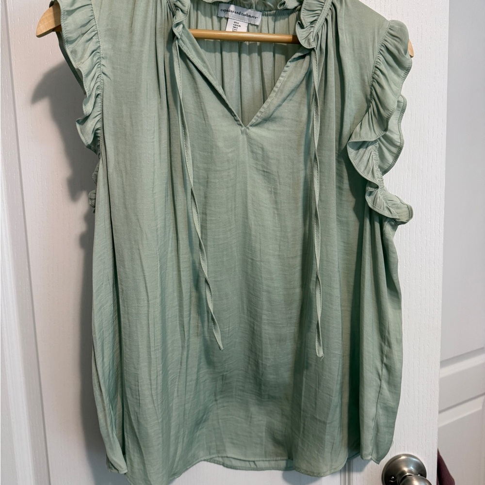 Women's Ruffled Green Top